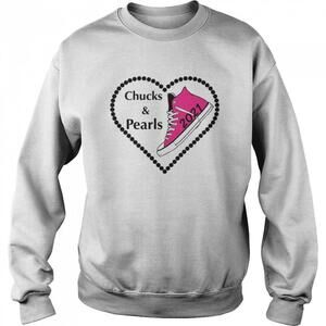 Chucks And Pearls Teacher  Valentines Day  Sweatshirt